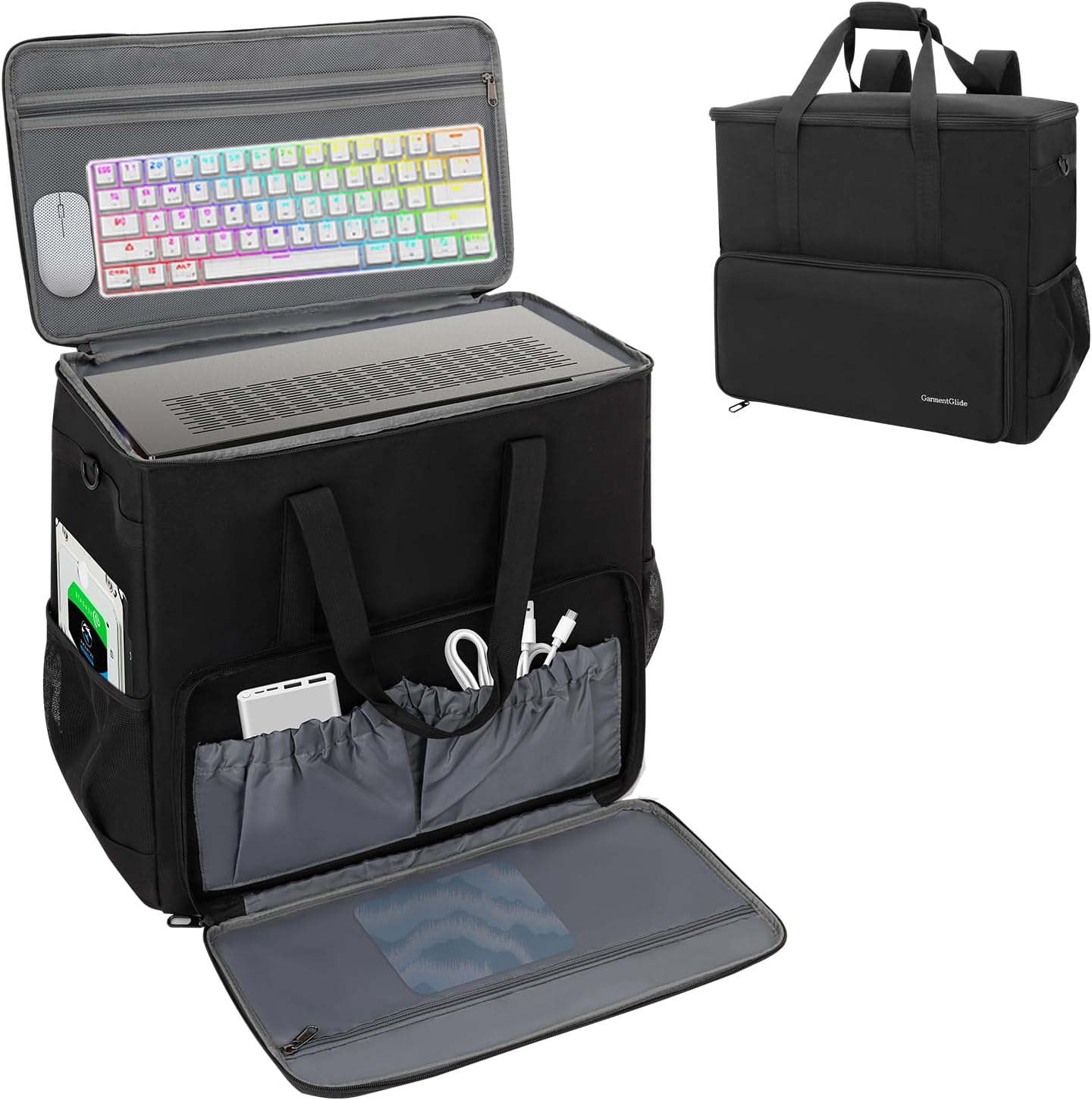 PC Desktop Tower Carrying Case, Gaming Computer Tower Travel Bag Compatible with ATX/Micro-ATX for Keyboard, Mouse and Accessories, Backpack for Moving (Bag Only)