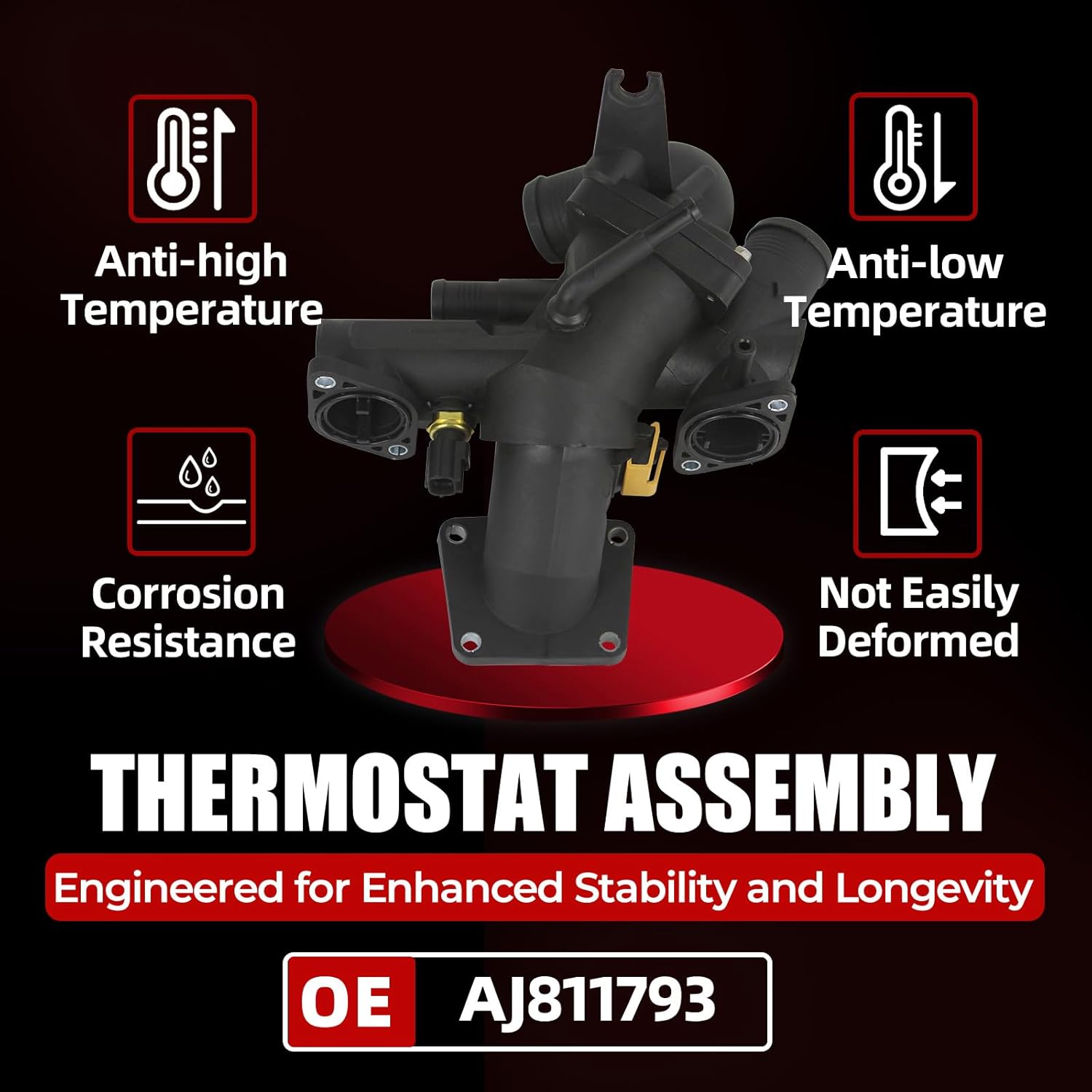 MITZONE Engine Coolant Thermostat Kit Compatible with 2003-2010 Jaguar XK8 XJ8 XJR Vanden Plas S-Type XKR XK XF 4.2L V8 Replace AJ810214