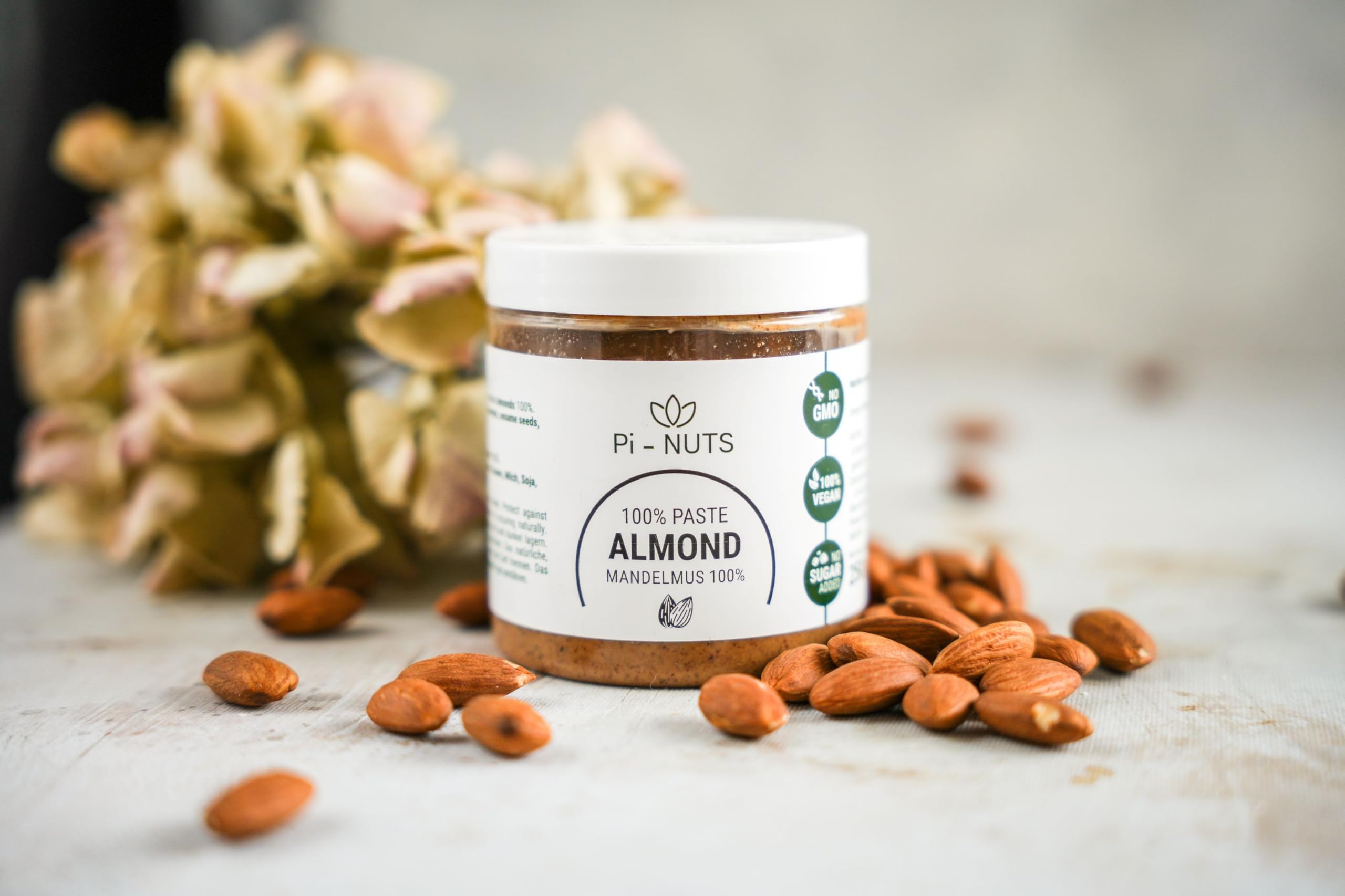Pi-nuts Mandelpaste 100% - ohne Zusatzstoffe, Konservierungsmittel - ‎Mandelcreme aus gerösteten und geschälten Mandeln - Mandelmus Zum Backen, Desserts und Frühstück - 1 kg