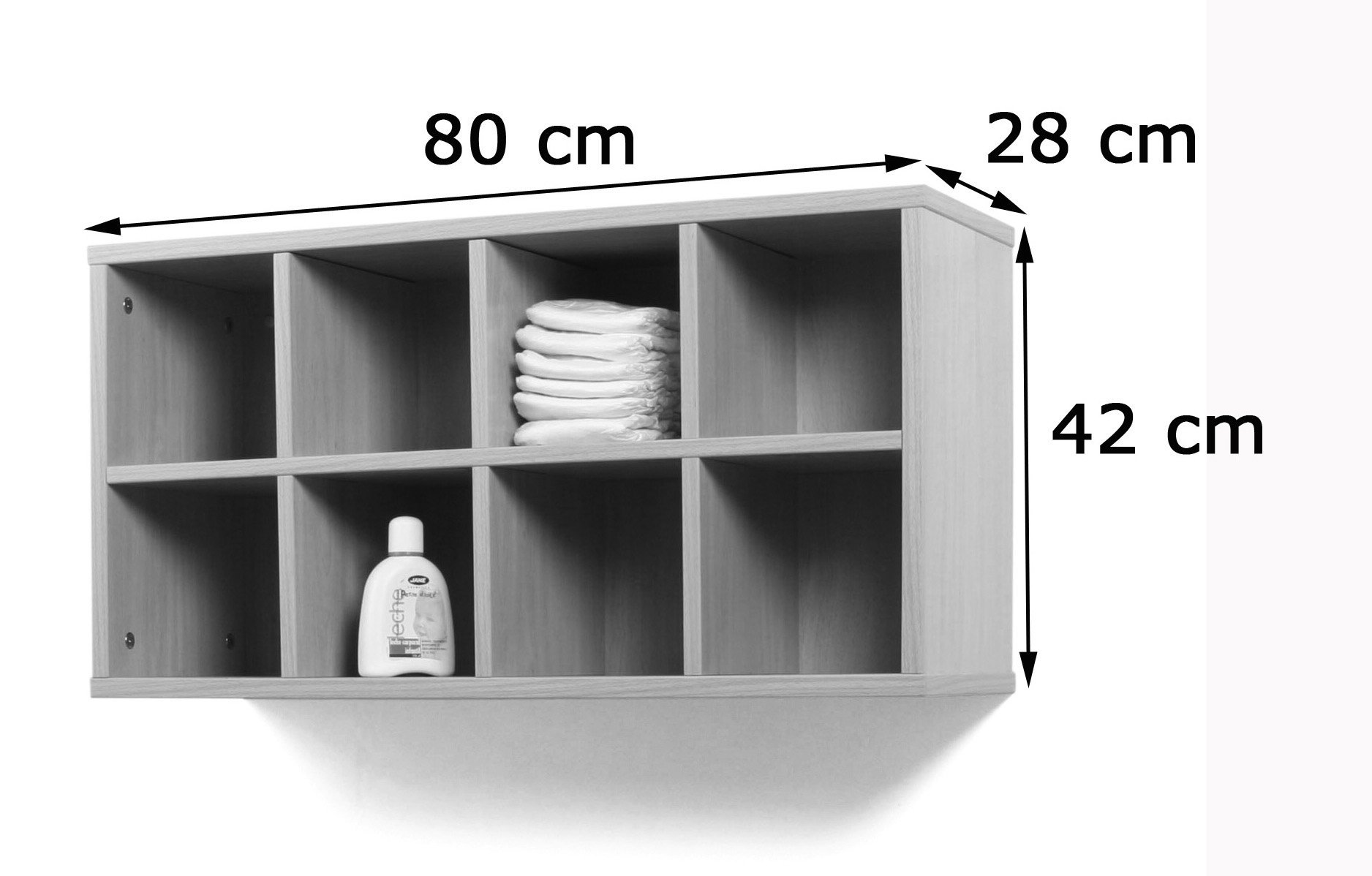 600703H18 - Mueble casillero con 8 Casillas, Madera, Color Haya, 80 x 28 x 42 cm