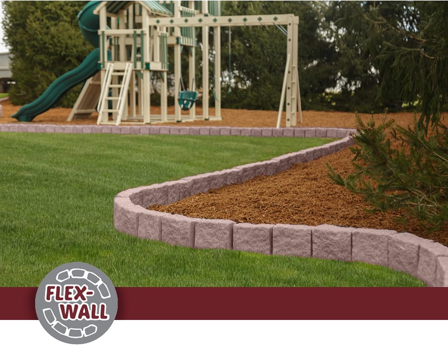 Garden Elements True Form Outdoor Decorative Flex-Wall Resin Edging for Gardens, Playgrounds, Plastic Life-Like Cobblestone Landscape Lawn Borders, 4 Foot Section