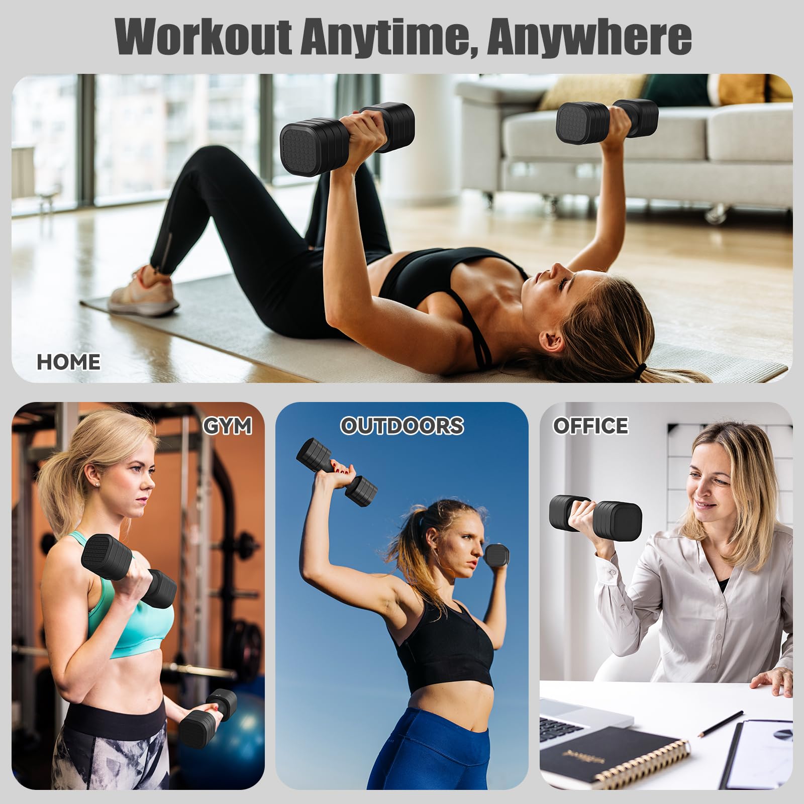 Sportneer Verstellbare Hanteln Frauen Set – Kurzhanteln 2er Set (0,9–2,3 kg pro Hantel), 4-in-1 Hanteln Set mit rutschfestem TPU-Griff,Dumbbell Set für Home Gym, Fitness & Krafttraining