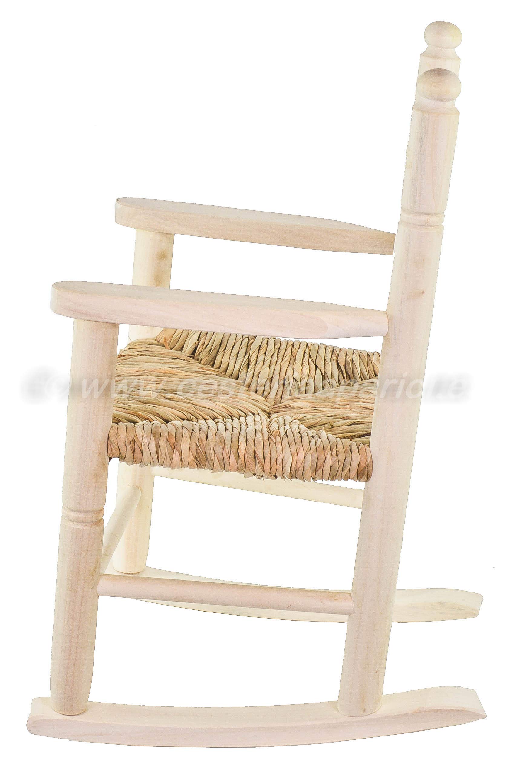 Cesteria Aparici Mecedora de Enea Infantil Madera Natural - 8158 - Asiento 28cm x32cm-Alto Asiento 28cm-Alto Respaldo 51cm