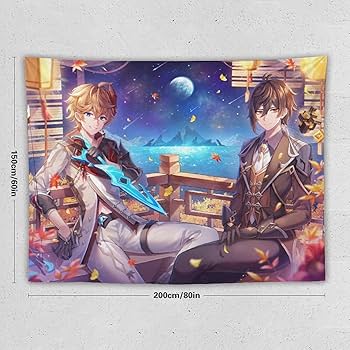 Amazon.co.jp: 原神 タルタリヤ 鍾離タペストリー 大判 壁掛け