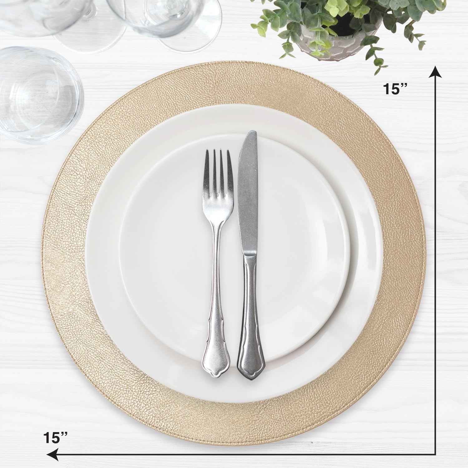 Homewear Placemats Set of 6 Morgan Faux Leather Round 15