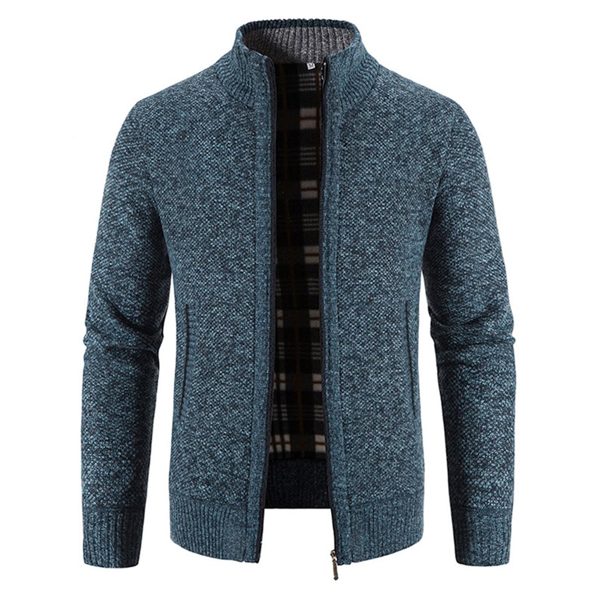 Cárdigan de Hombre con Cremallera, cárdigan cálido Informal con Cuello Alto, suéter Grueso, cárdigan de Abrigo de Invierno con Cremallera, Chaqueta de Invierno de Estilo Urbano (XXL,Schwarz)