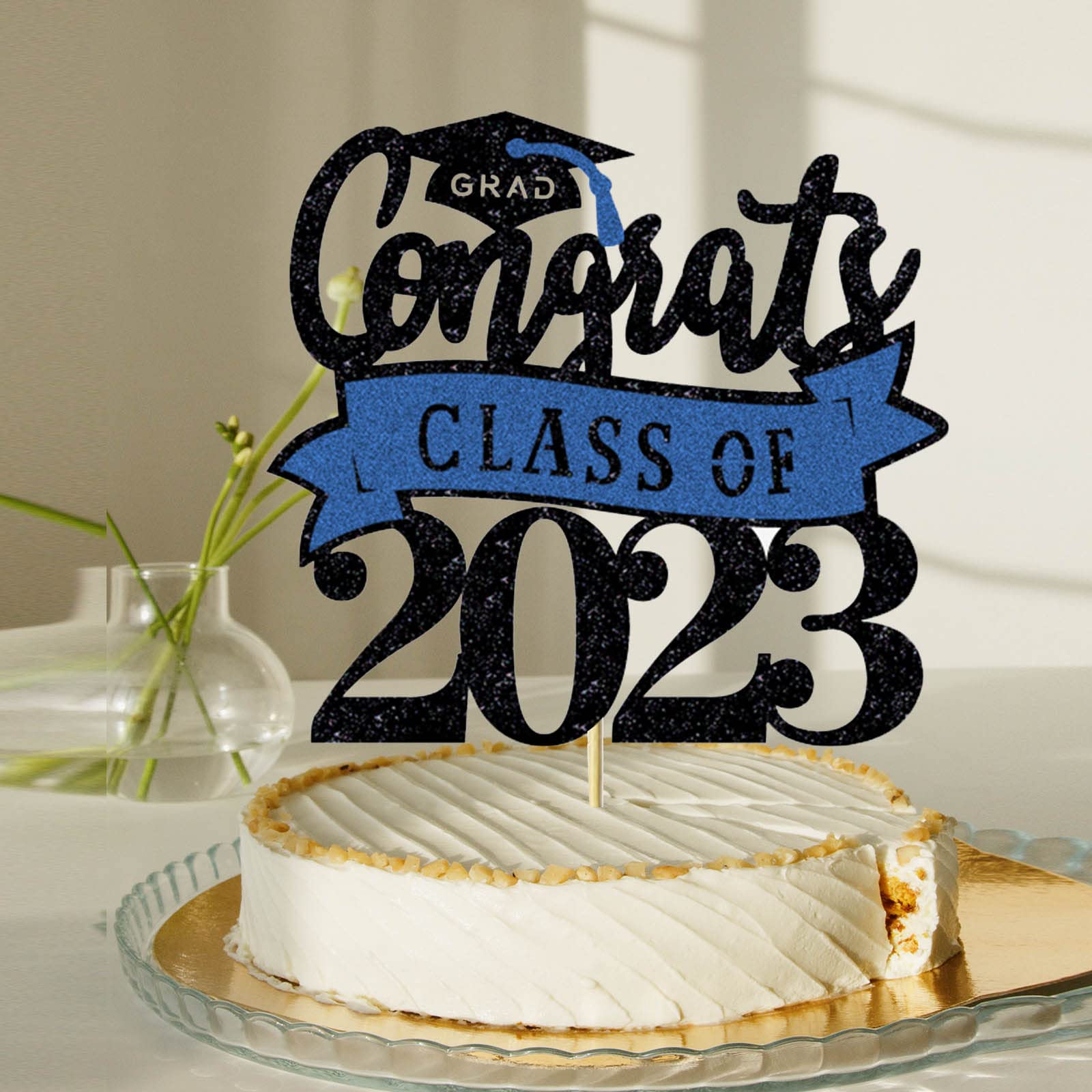 Congrats Grad Cake Topper Glitter Laurea Cupcake Toppers - Aloha Grad Cake Topper 24 pezzi Diploma Grad Cupcake Topper per College, Senior Laurea Party Decorazioni Forniture
