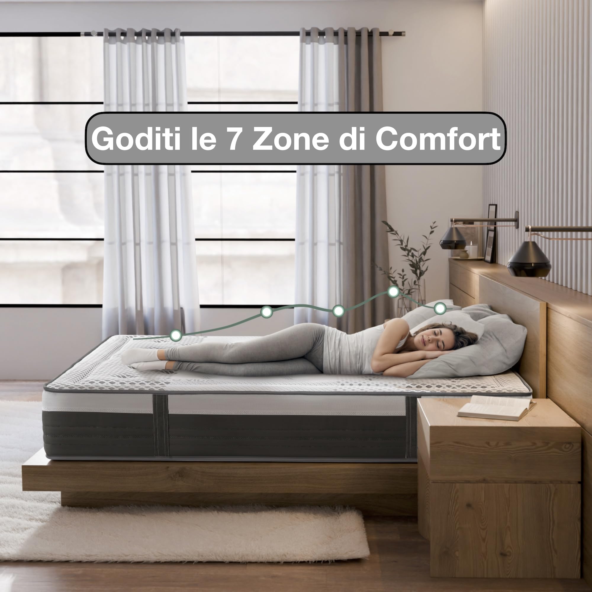 Materasso Matrimoniale 160x200 Memory Foam 27 cm Ergonomico e Ortopedico, Alta Densità HR, Fermo e Traspirante, Antibatterico e Ipoallergenico – Certificato Oeko-Tex – Ideale per Dolori alla Schiena