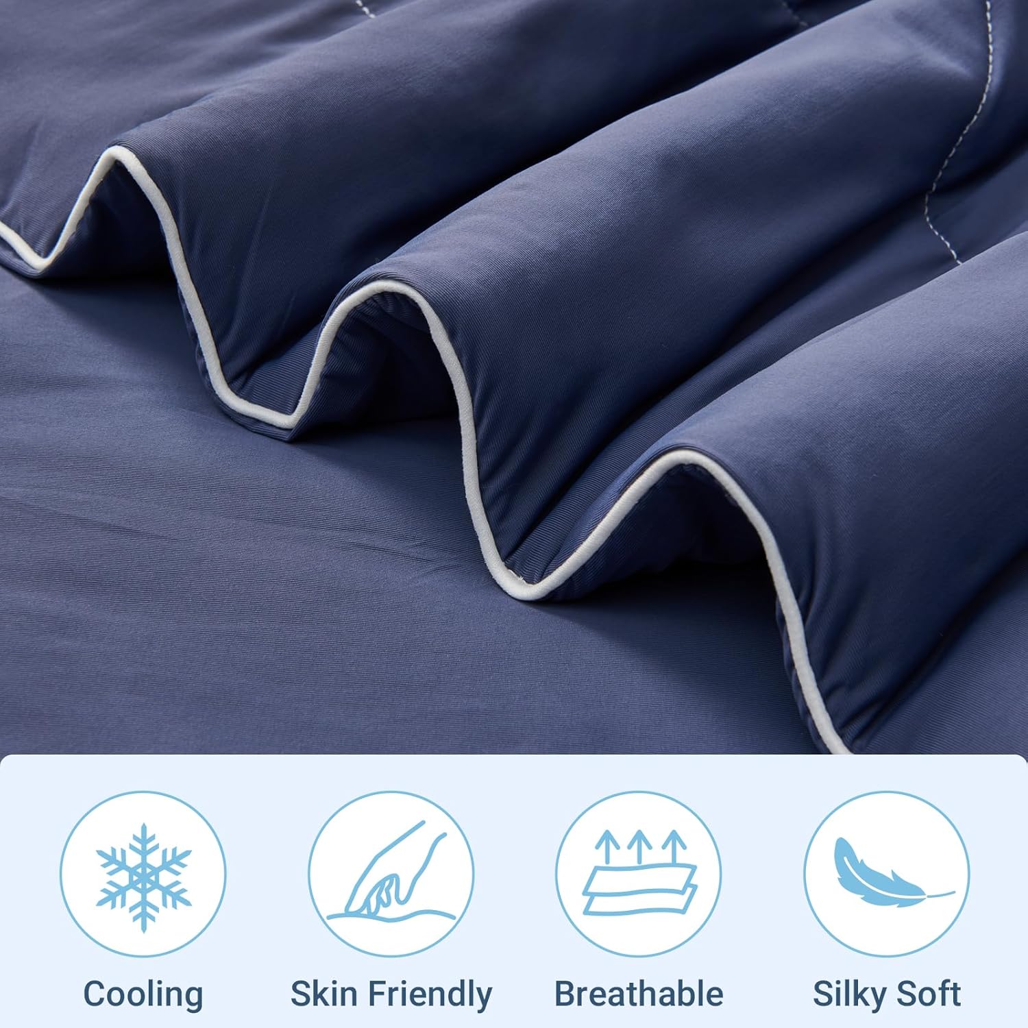 Cooling Comforter Queen Size, Double Sided Cooling Blankets for Hot Sleepers, Soft Breathable Lightweight Summer Cooling Comforter for Night Sweats Absorbs Body HEA - Image 8