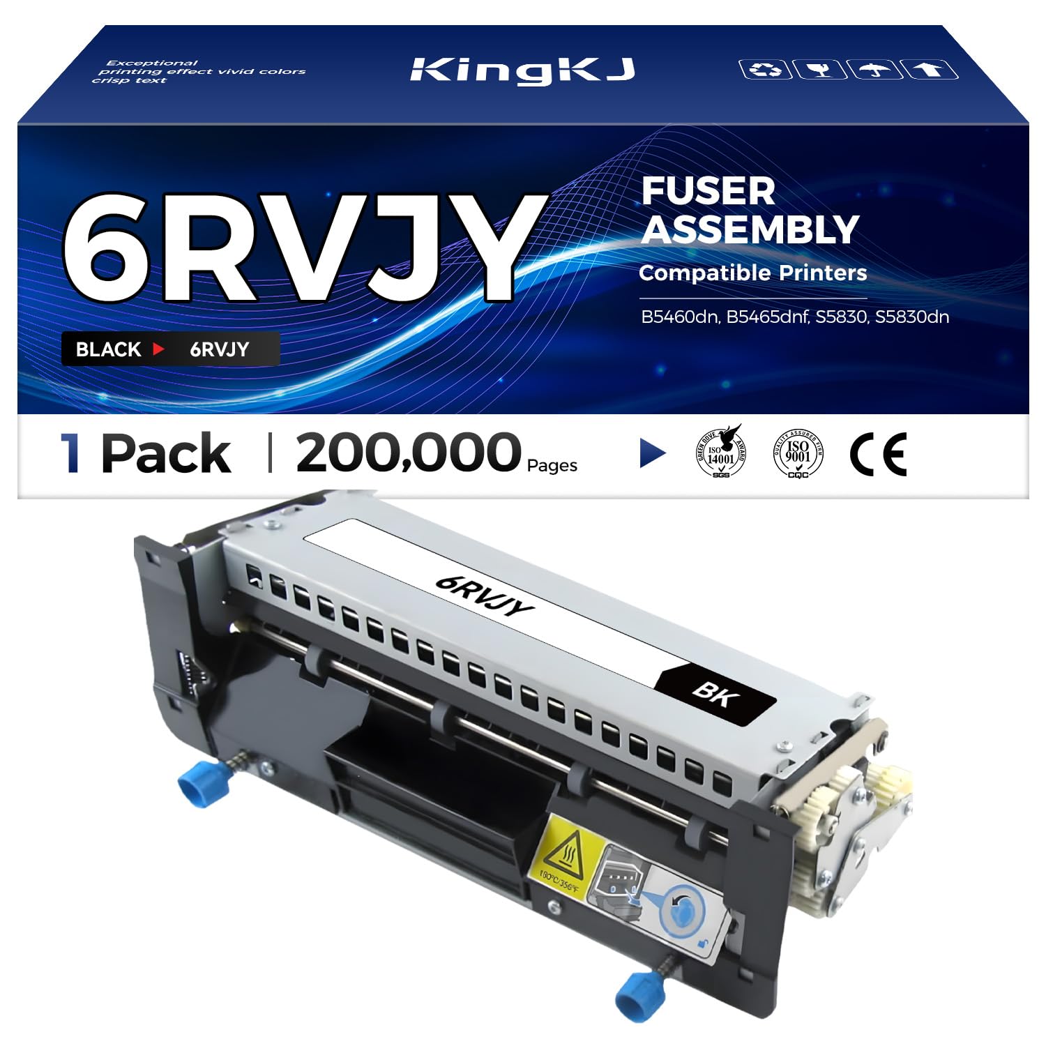 Remanufatured 6RVJY B5460 Fuser Assembly Replacement for Dell 6RVJY Fuser Assembly Compatible with Dell B5460dn B5465dnf S5830 S5830dn Laser Printer All-in-One Copier Black High-Yield (1-Pack, 110V)
