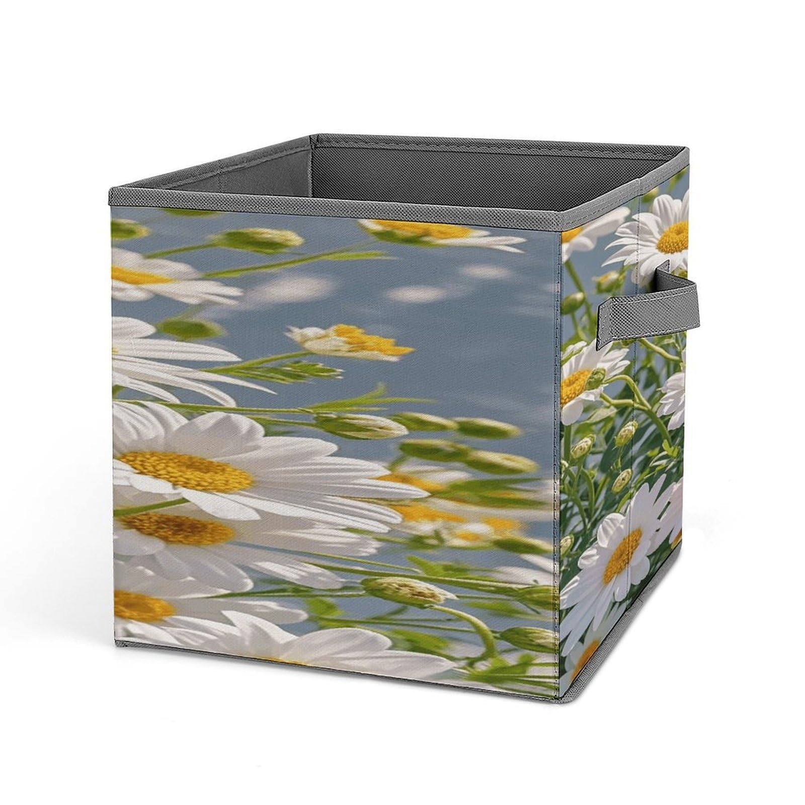 Lzqpoeas Style Lots Of Flowers-Png Storage Bins With Handle Large Capacity Stackable Cube Storage Bins Sturdy Fabric Closet Organizers For Shelves Decorative Foldable Storage Boxes