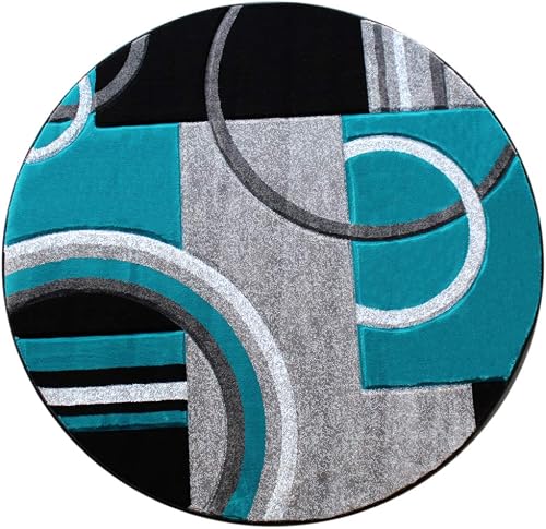 Masada Rugs Sophia Collection Hand Carved Round Area Rug Mod