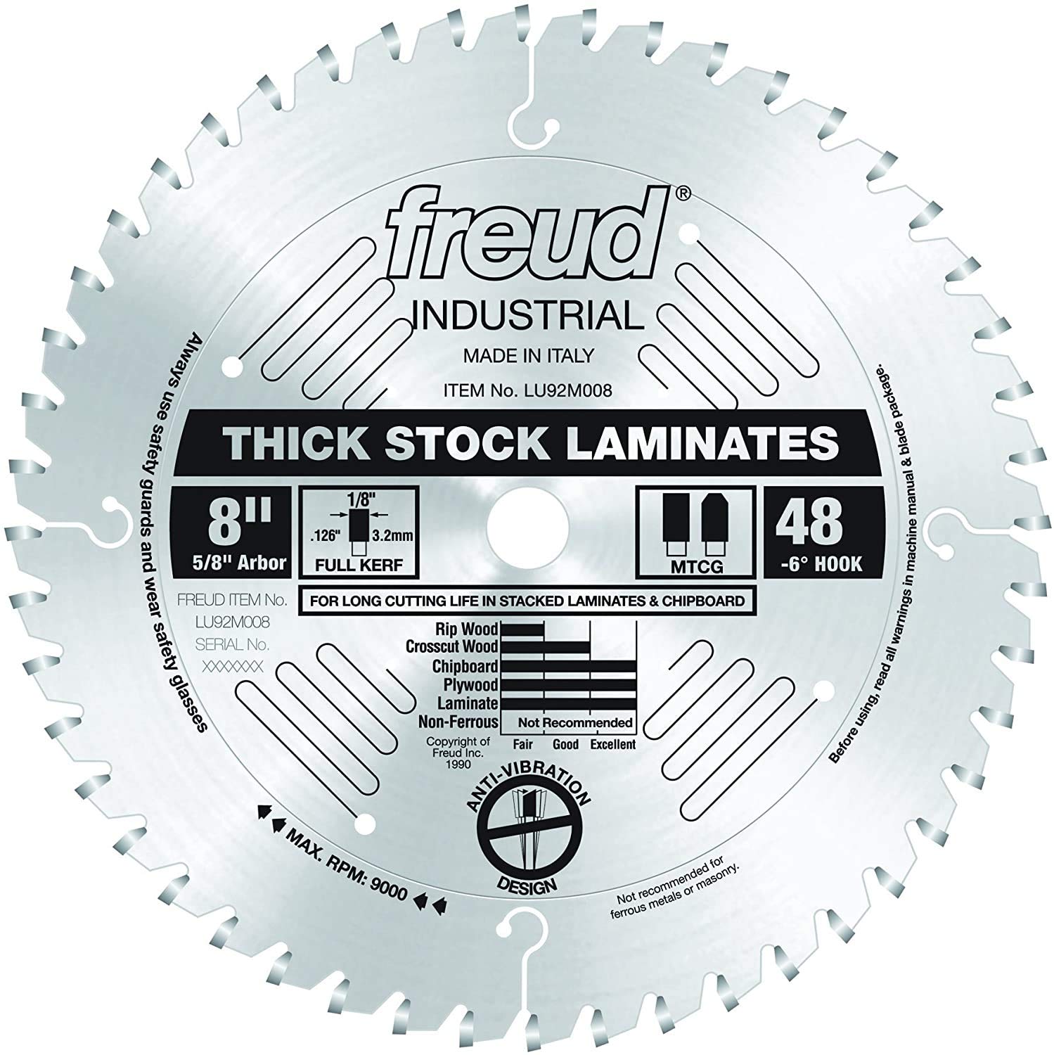 Freud LU92M008 8-Inch 48 Tooth MTCG Laminate Cutting Saw Blade