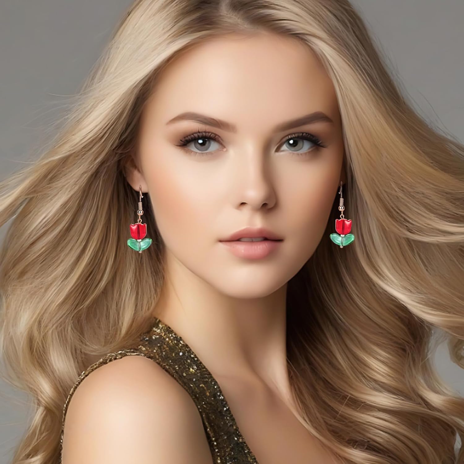 160pcs Tulip Flower Beads for Jewelry Making, Translucent Glass Floral Beads, Colorful Handcrafted Crystal Jewelry Charms for Making Necklaces Earrings Bracelets Badges DIY Crafts- Multicolor - Image 3