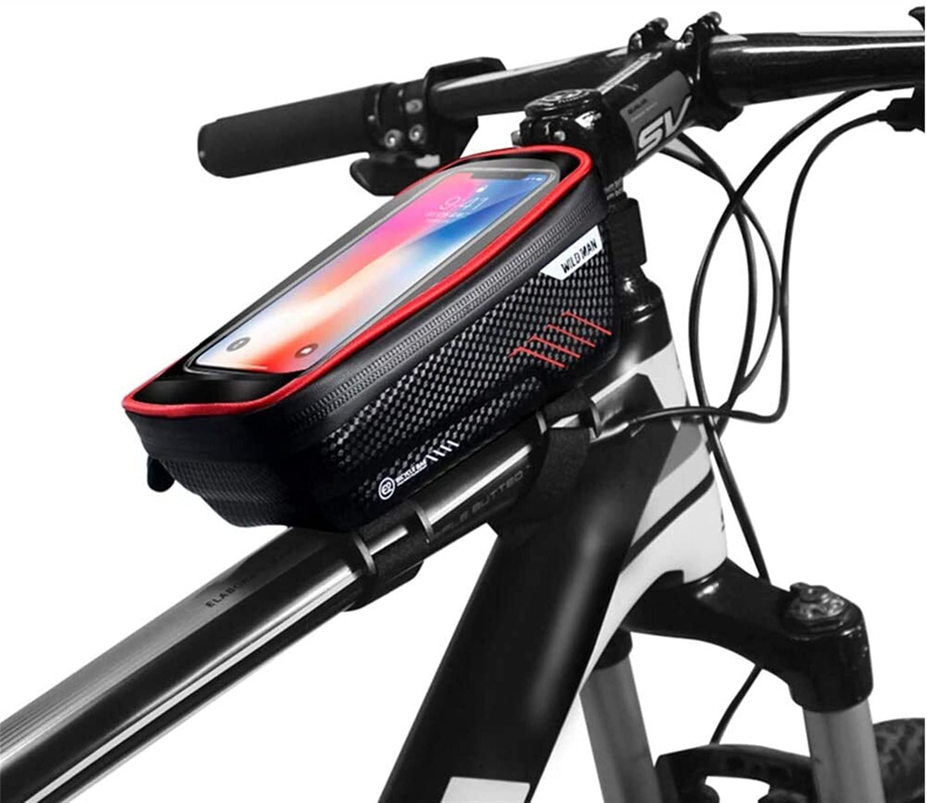 Borse per Biciclette. Borsa Anteriore for Bicicletta, Borsa, Mountain Bike, Tubo Superiore, Cellulare, Attrezzatura da Equitazione(Red)