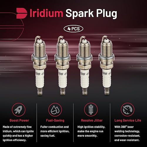 Miniatura 71 de BDFHYK Juego de 4 bujías de iridio compatibles con CL EL Integra 200 Sebring Avenger Caliber Journey Accord Civic Odyssey Compass Soul Spectra B2600