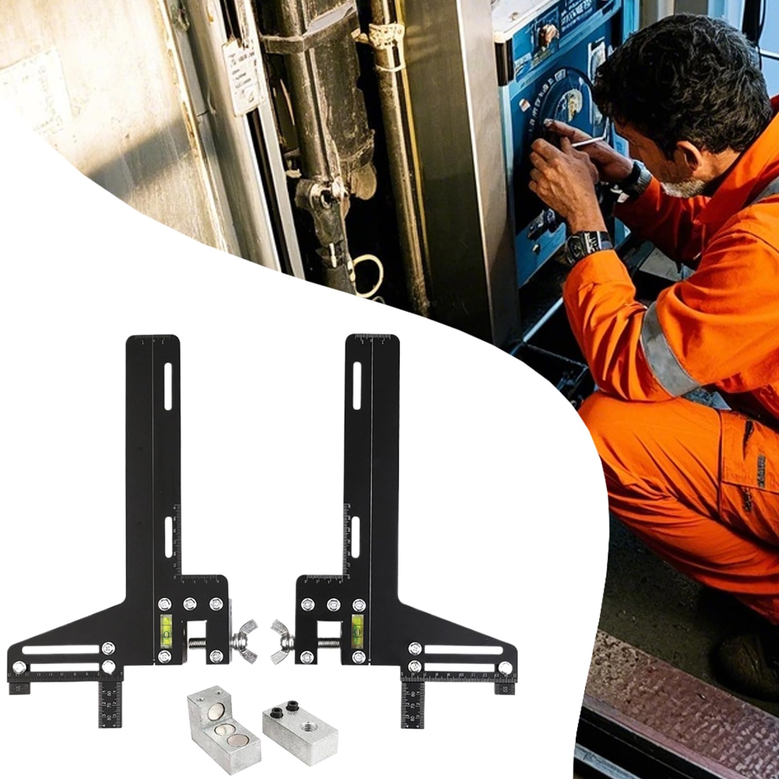 Guía de ascensor – Regla de pista lineal, medidor de posicionamiento de acero inoxidable con escala de marcado de precisión, base deslizante de fijación magnética, ideal para proyectos de construcción