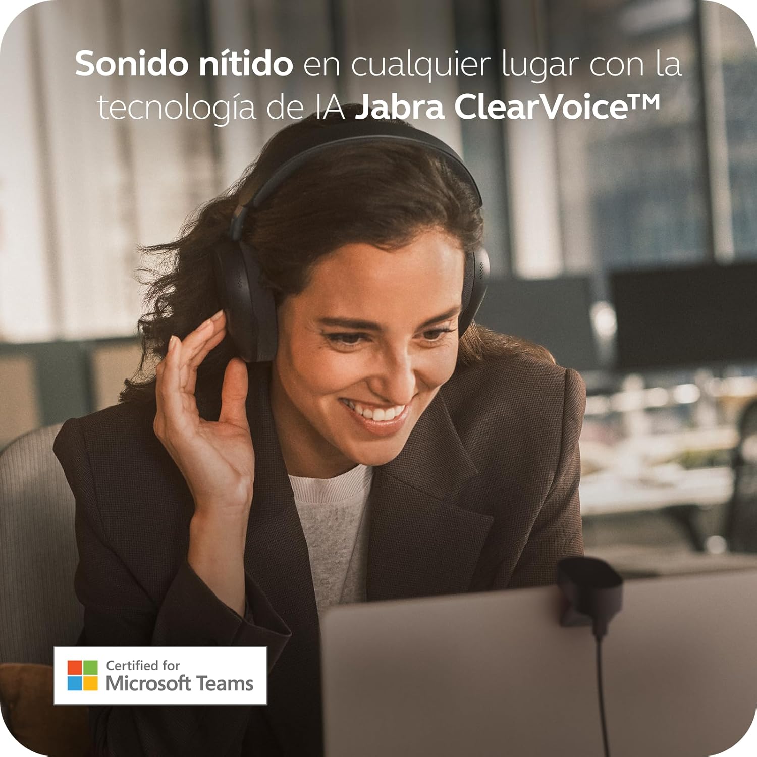 Jabra Evolve3 85 Auriculares Over-Ear Bluetooth Inalámbricos con Micrófono para Trabajo, USB-A, IA Llamadas, Cancelación Ruido Activa Adaptativa, 25h Batería, MS Teams Certificado, Negro 6