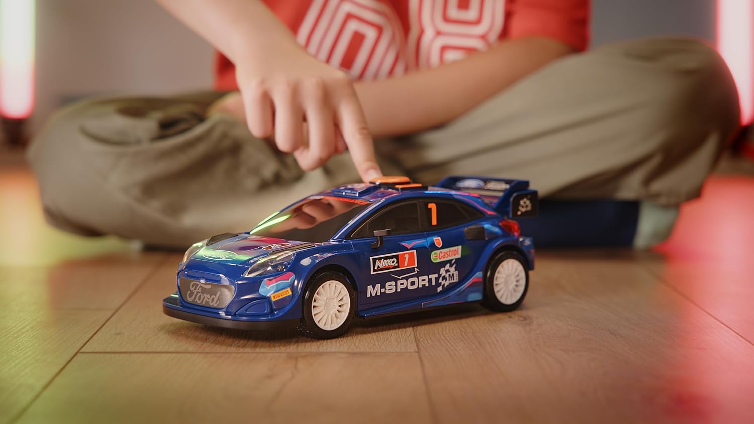 Nikko Road Rippers 20631 Boost Mode M-Sport Ford Puma Hybrid, Light & Sound Effects with Pivoting Rear and Motorised Driving, 25 cm, for Children from 6 Years, Blue