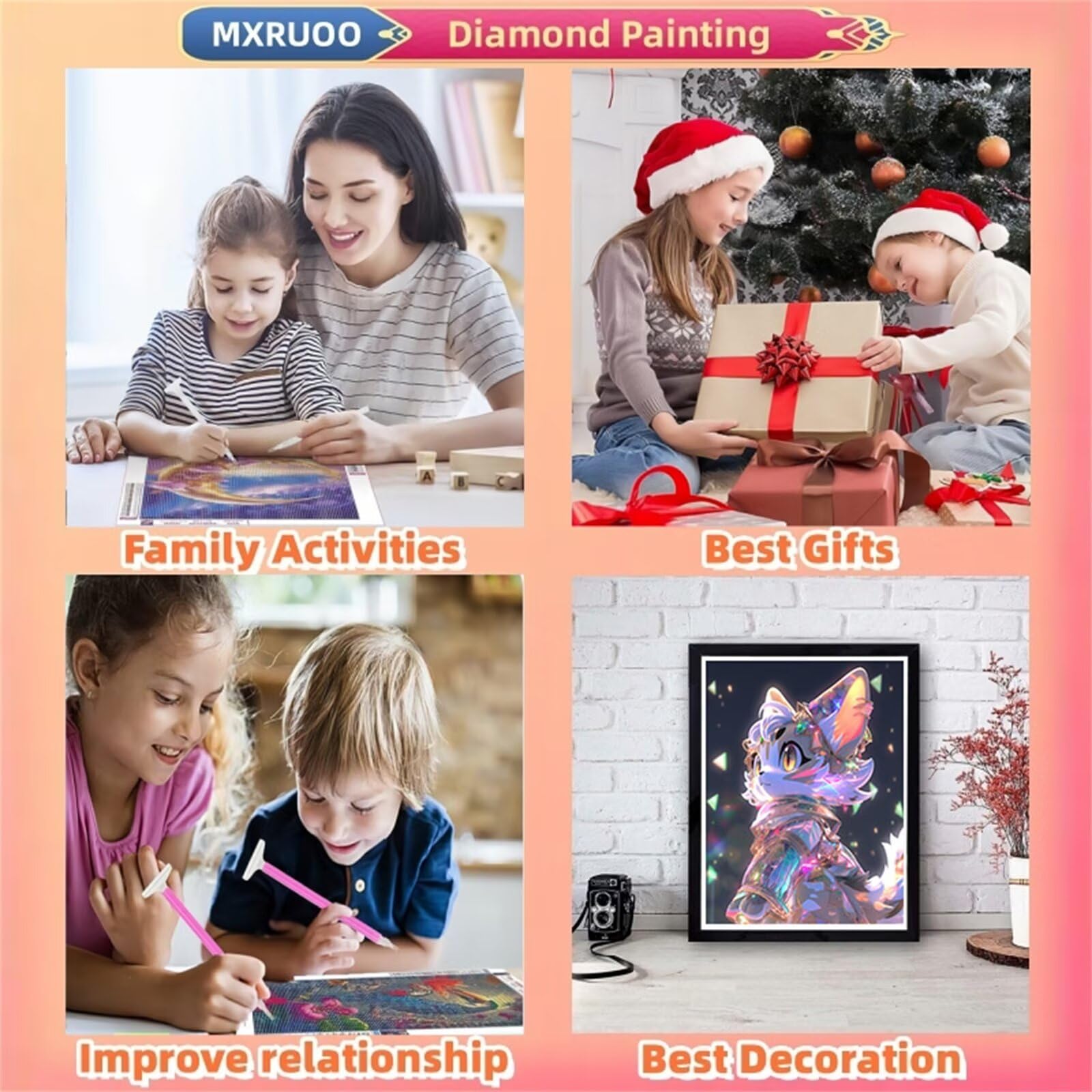 Diamond Painting Bunte Katze, DIY 5D Weihnachten Diamond Painting Erwachsene, Diamant Painting Bilder Malen Nach Zahlen DIY Set Erwachsene, Diamond Painting Herbst für Home Wand Dekor (60x80cm)-a0