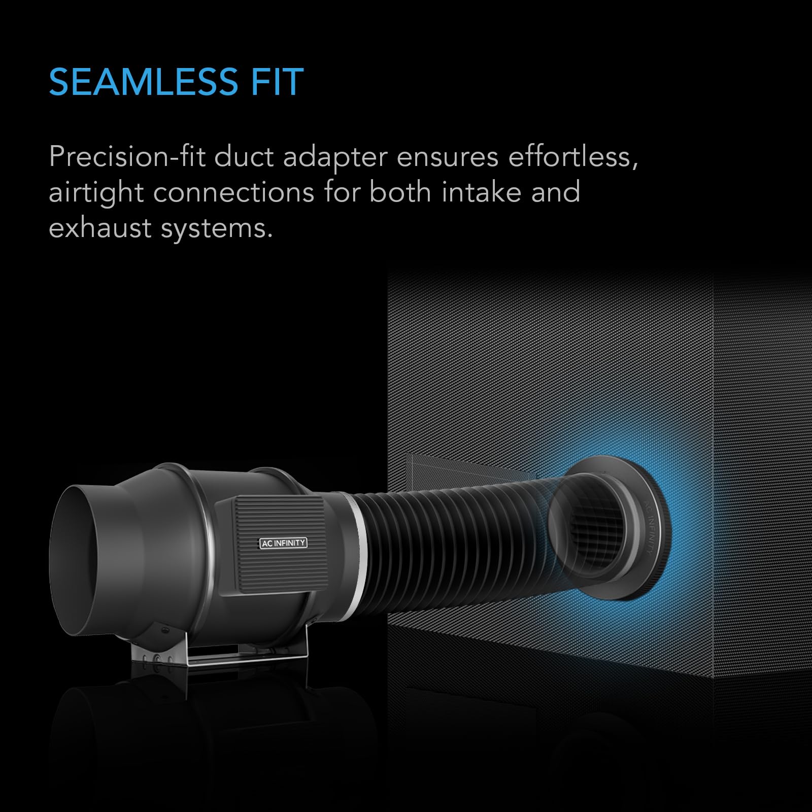 AC Infinity Lot de 2 conduits d'aération pour tente de culture, bloquant la lumière avec adaptateur intégré, filtre à insectes et à poussière, flux d'air élevé, compatible avec les ports de conduit