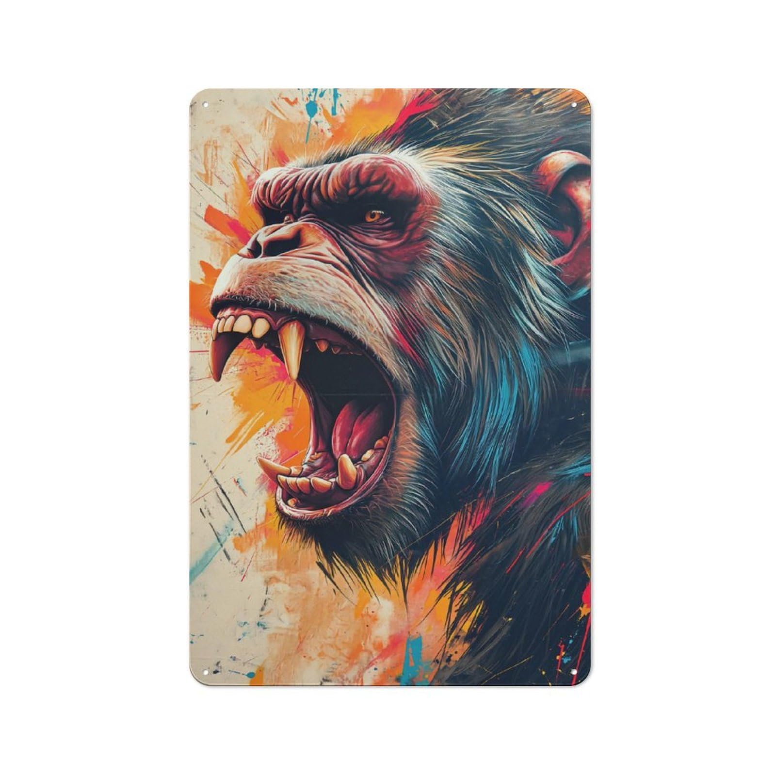 Industrial The Angry Gorilla Industrial Metal Sign 30x20cm, Industrial Wall Decor for Workspace, Cafe, Hallway Or Garage