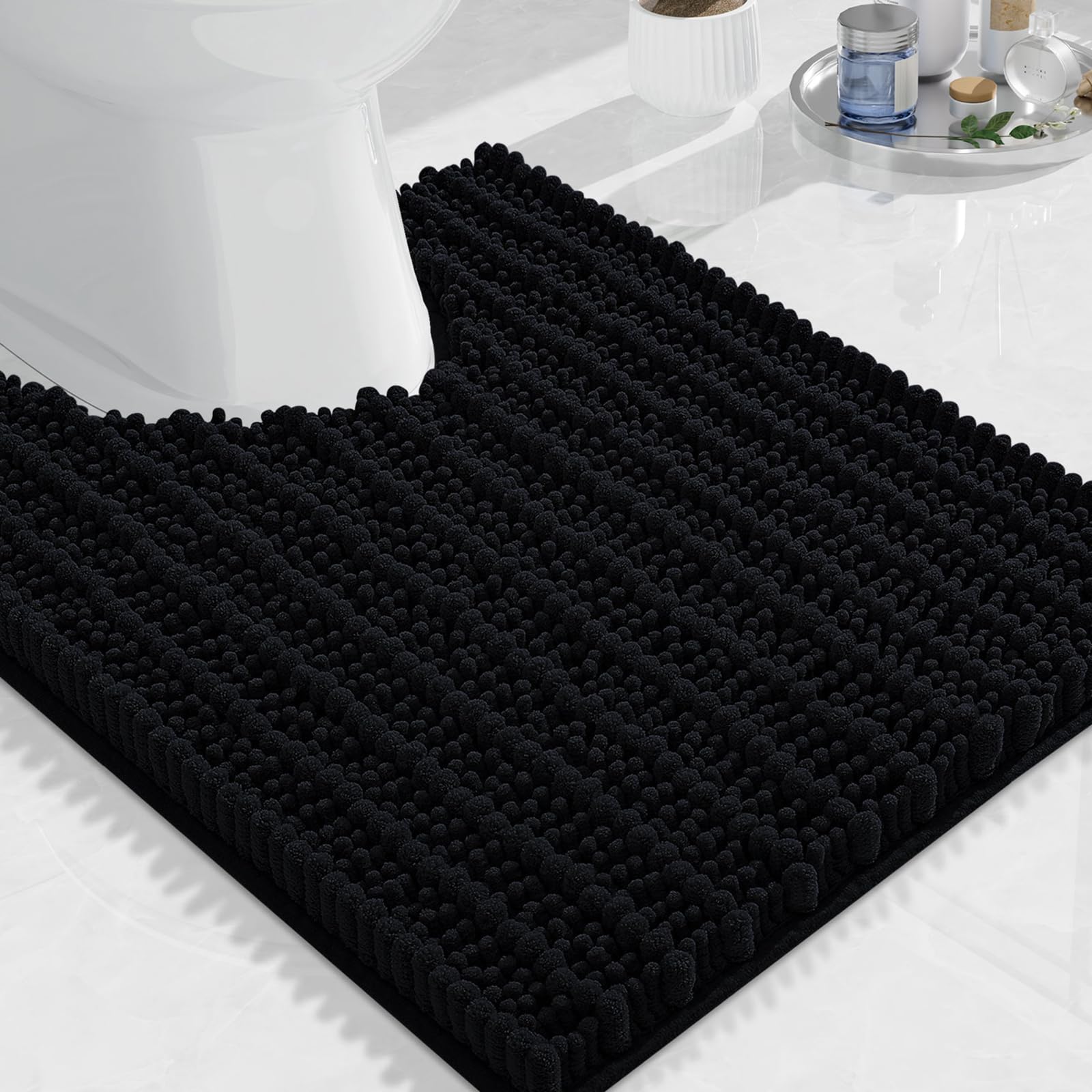 Arotive Toilet Rugs U-Shaped 24x20, Soft Absorbent Chenille Shaggy Bath Mat