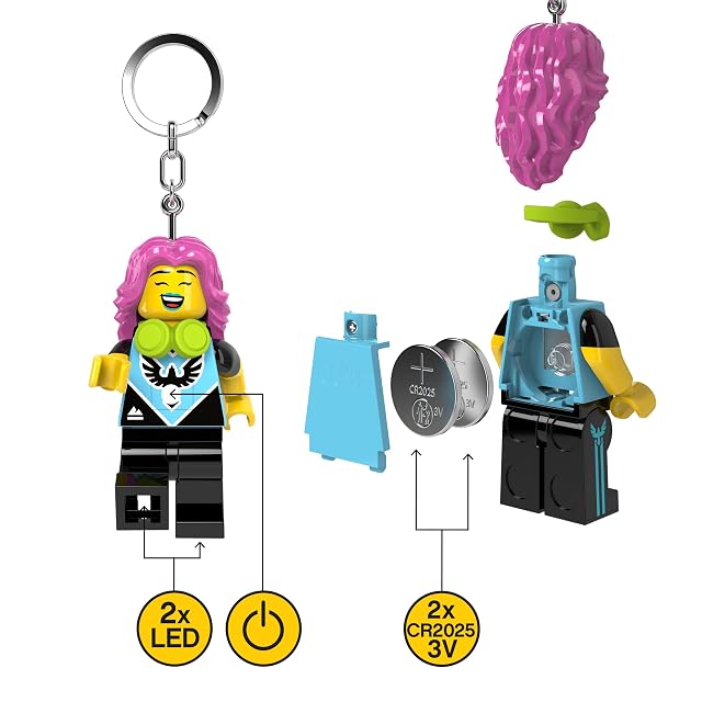 Foto 6 de 8 de LEGO Minifigures KE229H - Llavero de figura grande de 7,6 cm de alto - E-Sports Girl, Blanco