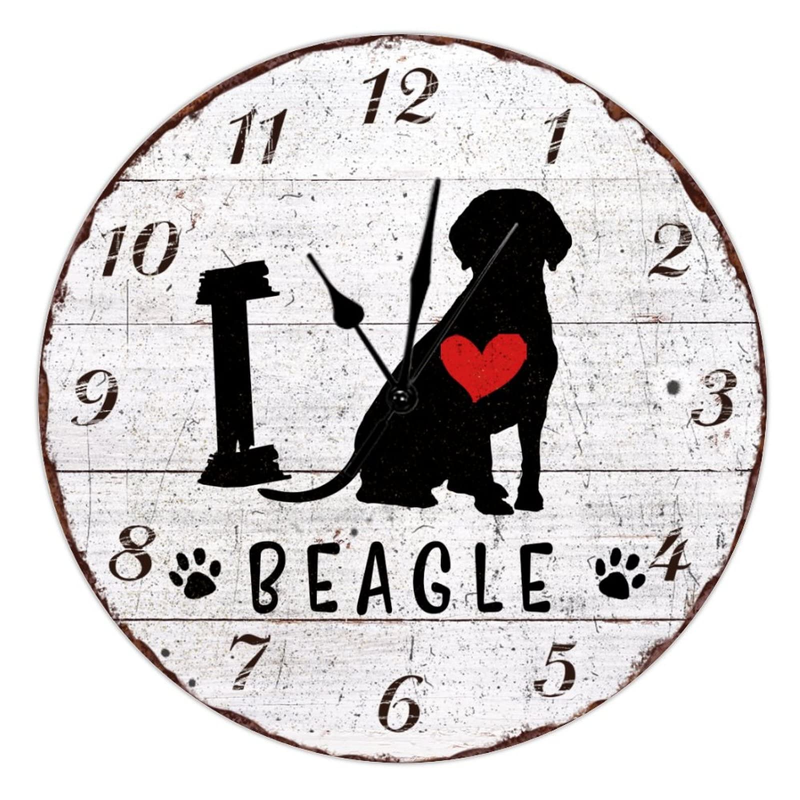 Horloge murale amoureux des chiens en bois rétro : cadeau idéal de ferme