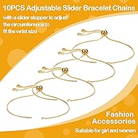 Vista 7 de Sureio 10 Piezas Pulseras Deslizantes Ajustables para Hacer Joyas Cadenas de Pulseras para Hacer Joyas DIY Accesorios Cadenas Extensoras con Dorado