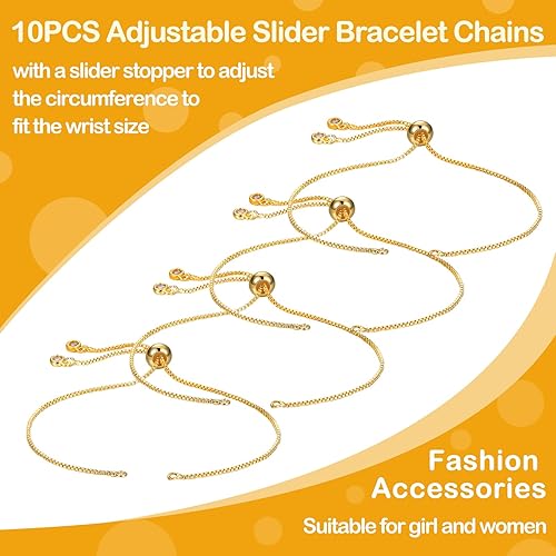 Miniatura 7 de Sureio 10 Piezas Pulseras Deslizantes Ajustables para Hacer Joyas Cadenas de Pulseras para Hacer Joyas DIY Accesorios Cadenas Extensoras con