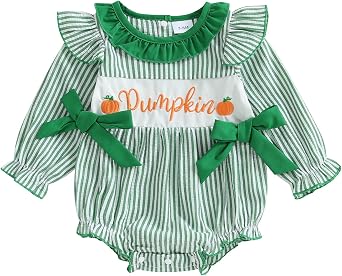 Baby Girl Halloween Outfit My First Halloween Onesie Pumpkin Long Sleeve Bubble Romper Newborn Infant Clothes