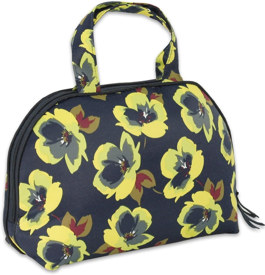 JODA Ladies Pretty Navy Blue and Green Flower Travel Toiletry Cosmetic Wash Bag with handles