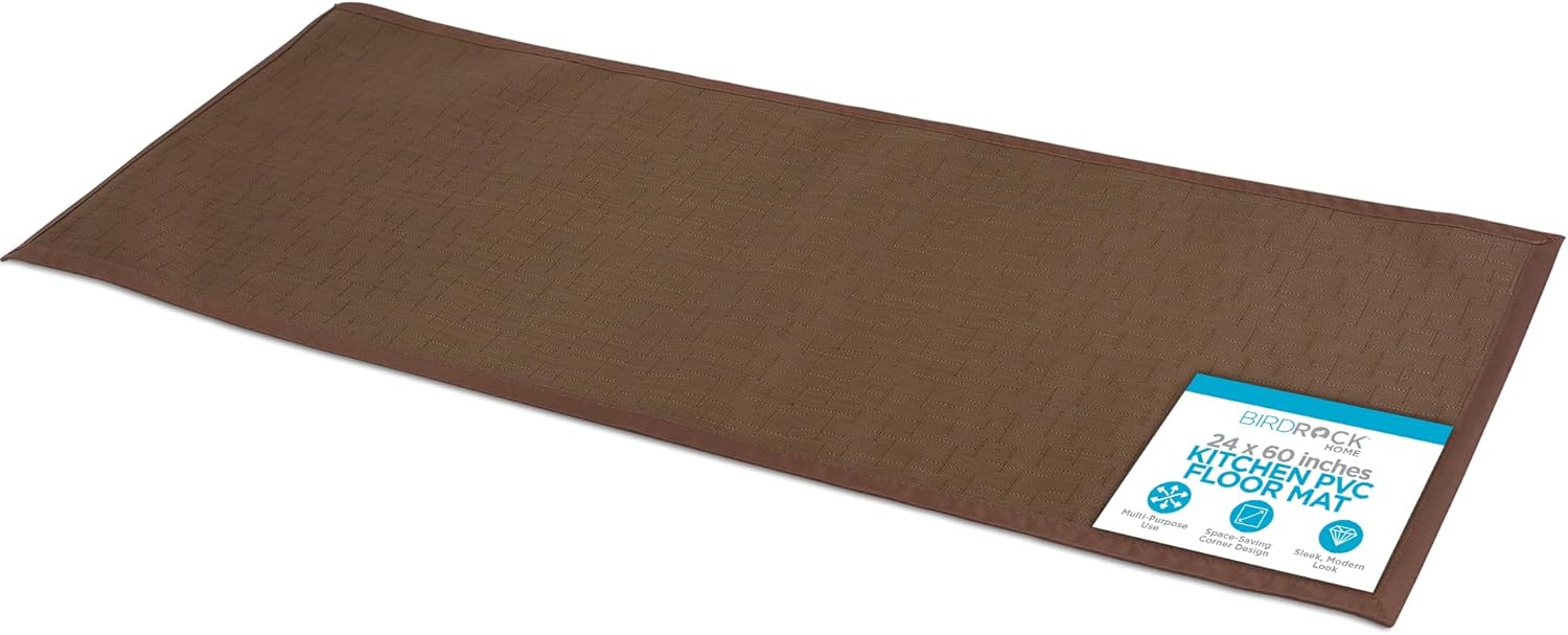 BIRDROCK HOME Indoor/Outdoor Floor Runner Rug - Non-Slip Rubber Backing for Kitchen, Hallway, Living Room, Porch, Bathroom, Office - 24 x 60 Inches - Brown Rug Runner for Entryway and Dining Room