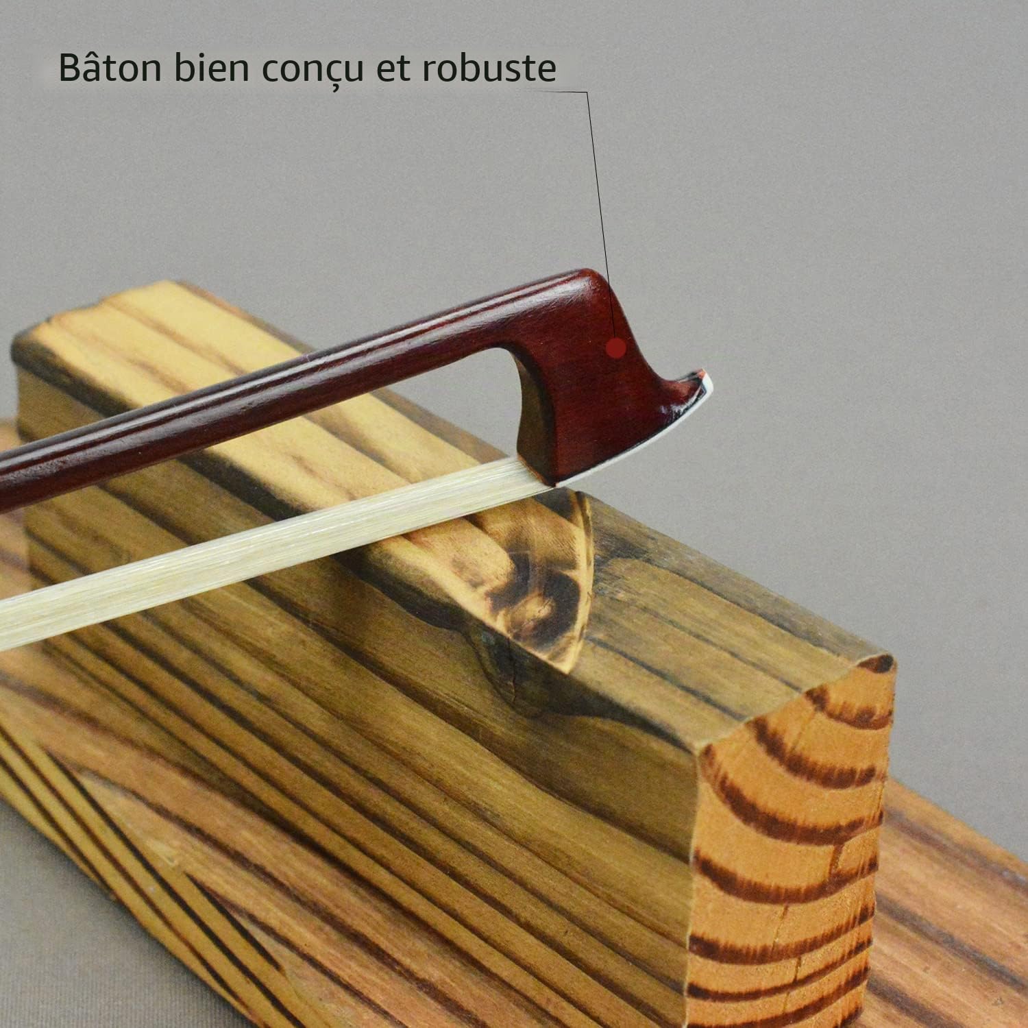 Archet de violon 4/4 en fibre de carbone avec pierres brillantes, crin de cheval naturel et fil doré