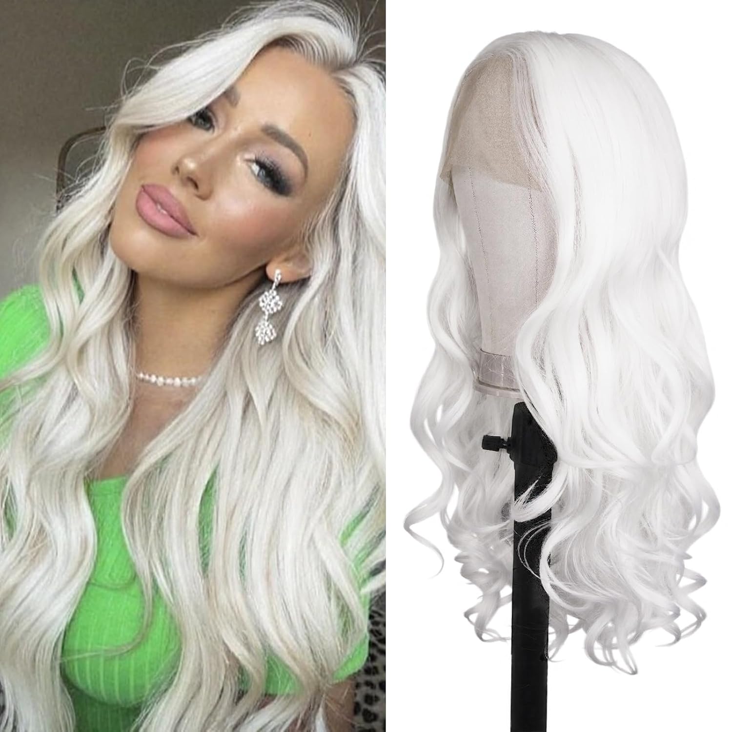 Mixed Blonde Wig 28 inch Long Wavy Mixed Blonde Wigs for Women, Synthetic Wig Curly Wig Heat Resistant Natural Looking As Human Hair Middle Part Pre Glueless Wigs for Halloween Christmas Cosplay Use