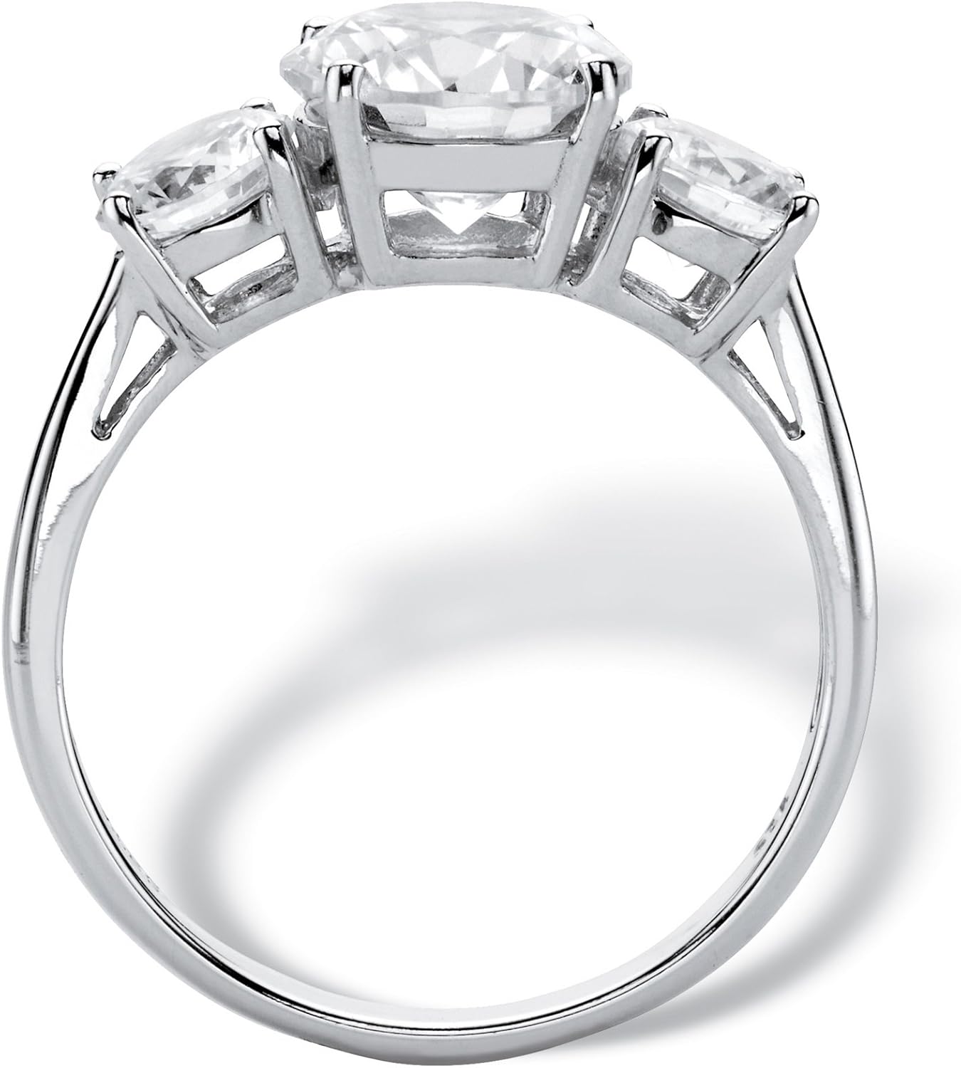 Palm Beach Jewelry 10K White Gold Round Cubic Zirconia 3 Stone Bridal Ring