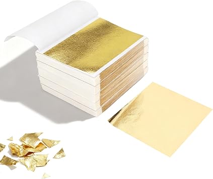 500pcs Gold Leaf Sheets, Multipurpose Imitation Gold Leaf for Arts, Gilding, Crafting and Decoration
