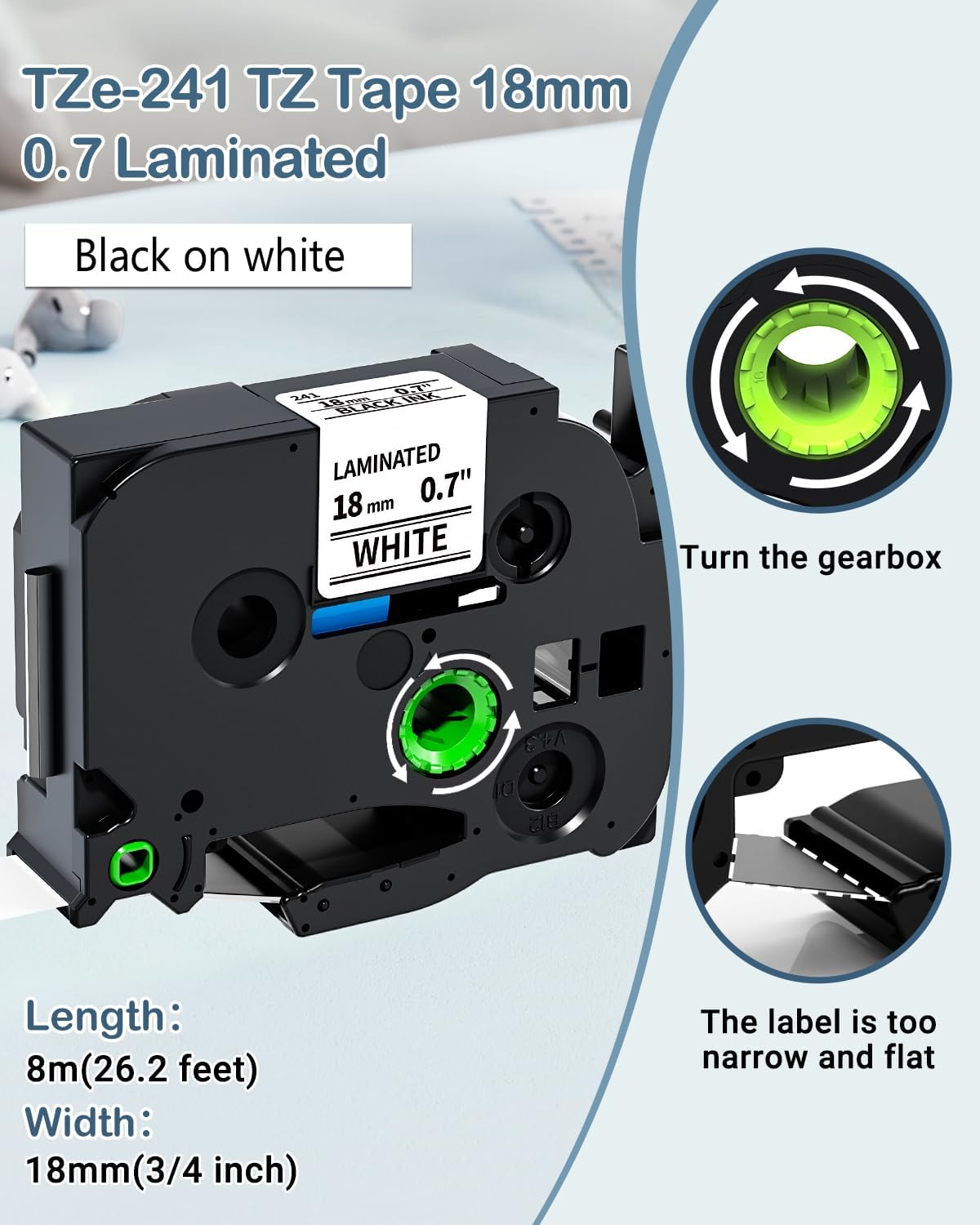 Markdomain Replace for P Touch Label Tape 18mm 0.7 White TZe241 Compatible with Brother Label Maker Tape 18mm 3/4 inch TZe TZ TZe241 for Brother P-Touch PTD400 PTD410 PTD600 PTD610BT, 5-Pack - Image 2
