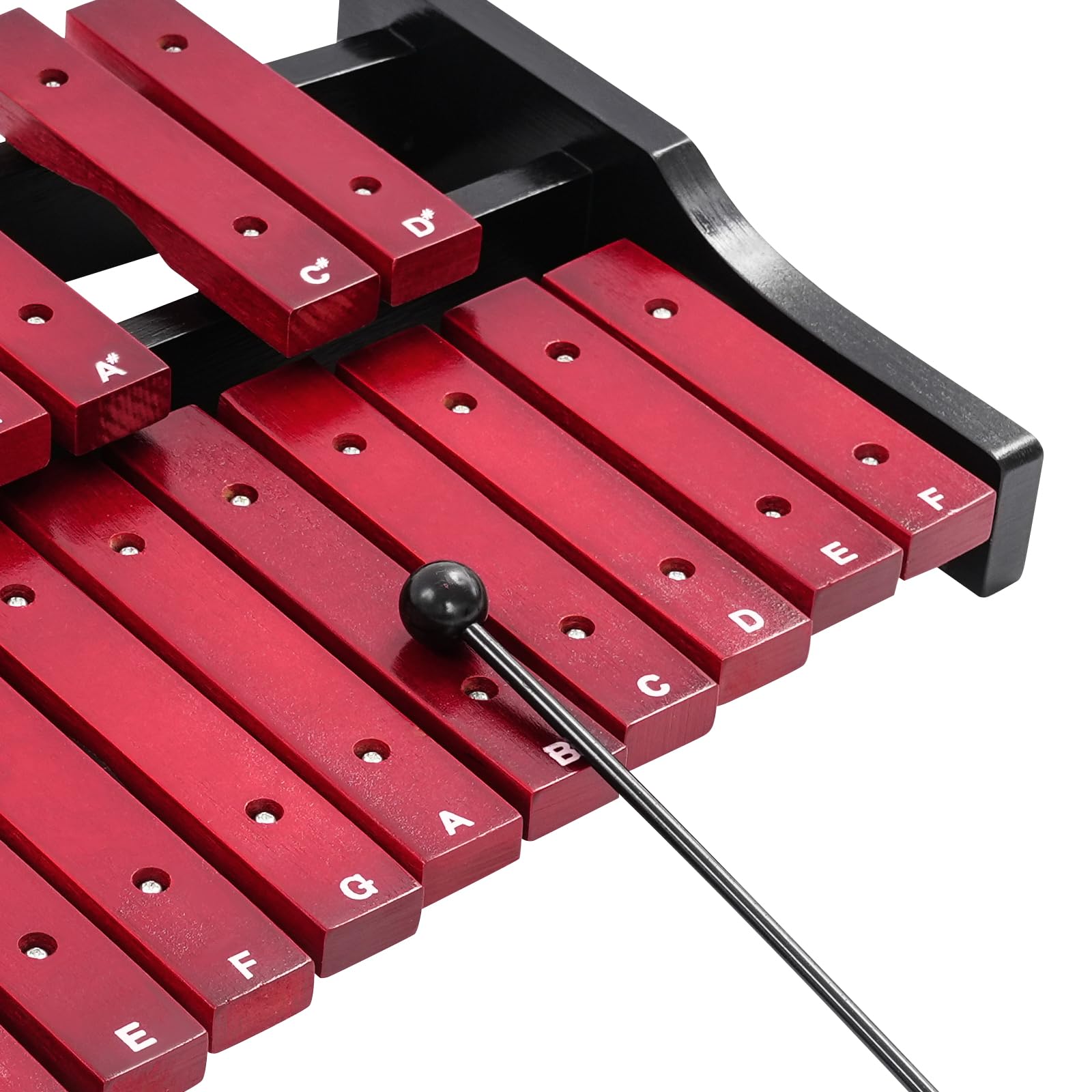 Xilofono a 25 note in legno, carillon con 2 bacchette e custodia per il trasporto, strumento musicale per bambini, adolescenti, adulti (rosso)