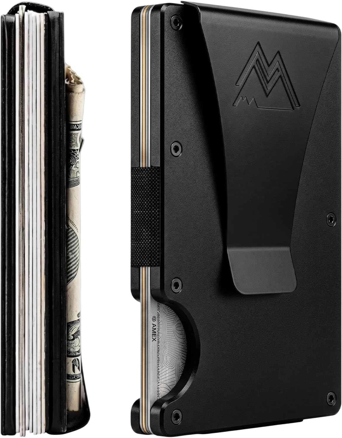 Minimalist Wallet for Men - Slim RFID I Scratch Resistant, Matte Black Credit Card Holder & Money Clip, Easily Removable Money & Cards, Mens Wallets