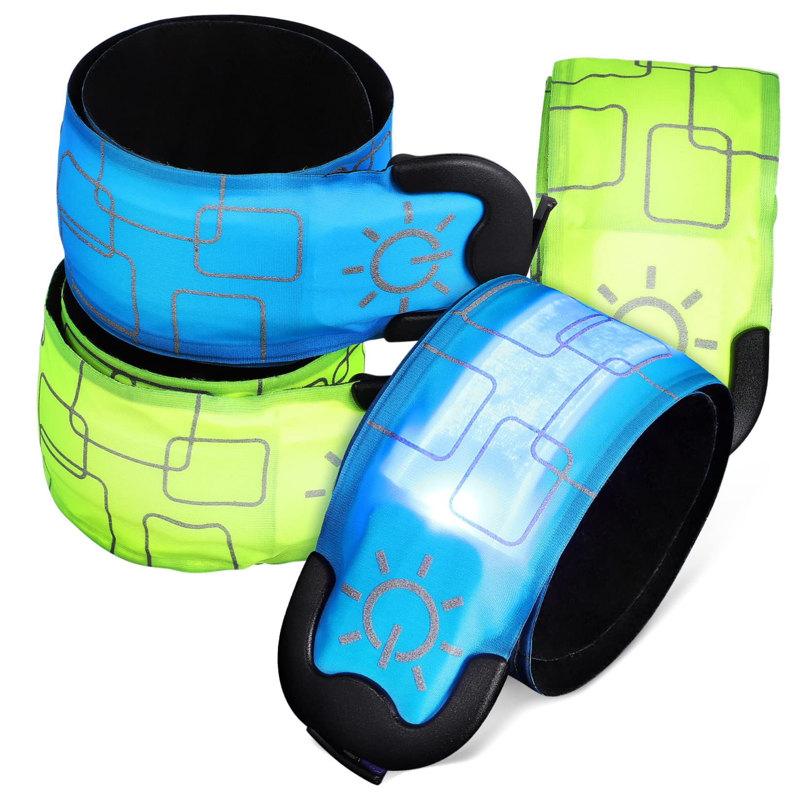 Brassards Lumineux 4 Pièces USB Rechargeable en PVC pour Adolescents
