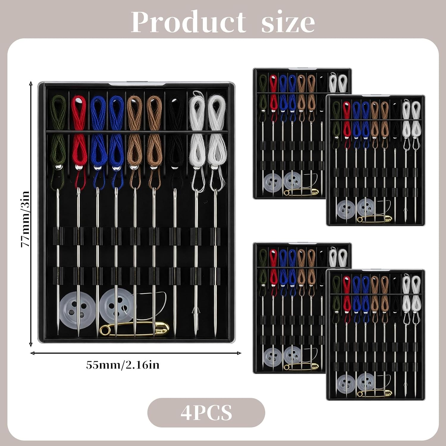 Bruislard 4 Boxes Quick Fix Sewing Kit Mini Needle and Thread kit Easy Pre Threaded for Hand Sewing Small Home Travel Sewings Box with Pin Button