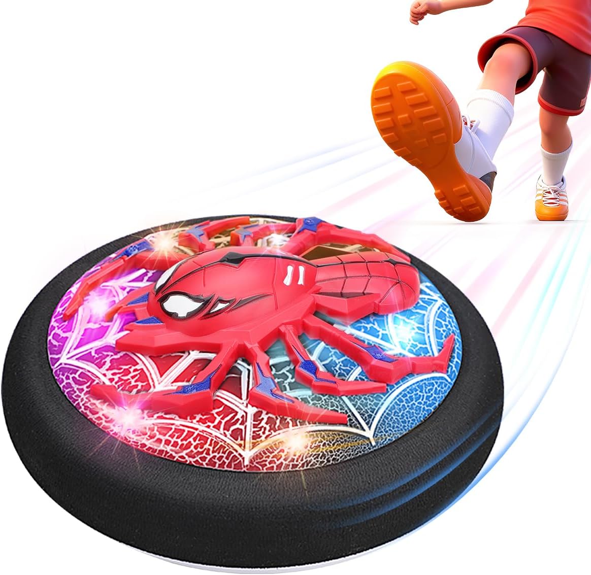 Sipder Hero Hover Soccer Ball for Kids Indoor Toys for Boys Age 6, 7, 8, 9, 10, 11, 12 Year Old, Boy Birthday Gifts Spider toys, Rechargeable Air Floating Soccer Toy with LED Lights Foam Bumper