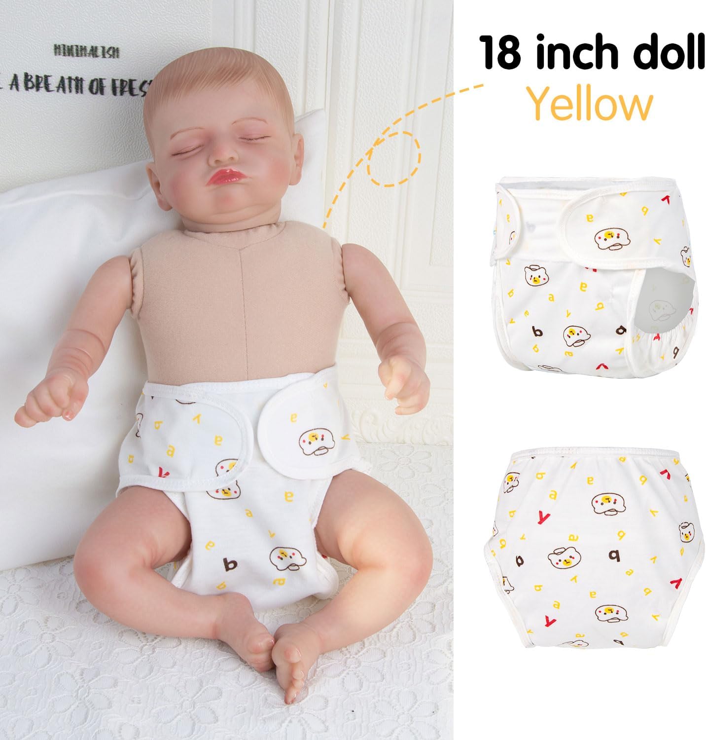 Reborn Baby Dolls Diapers 4-Piece Pack Fit for 17-24 inch Reborn Dolls,Realistic Newborn Baby Doll Clothes Reusable Washable