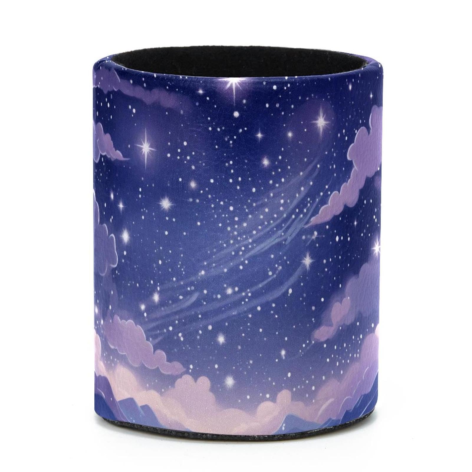 VAPOKF Round Pencil Holders for Desk, Purple Starry Sky Pen Holders Pen Pot Makeup Brushes Storage Desktop Stationery Supplies Organiser for Home Office