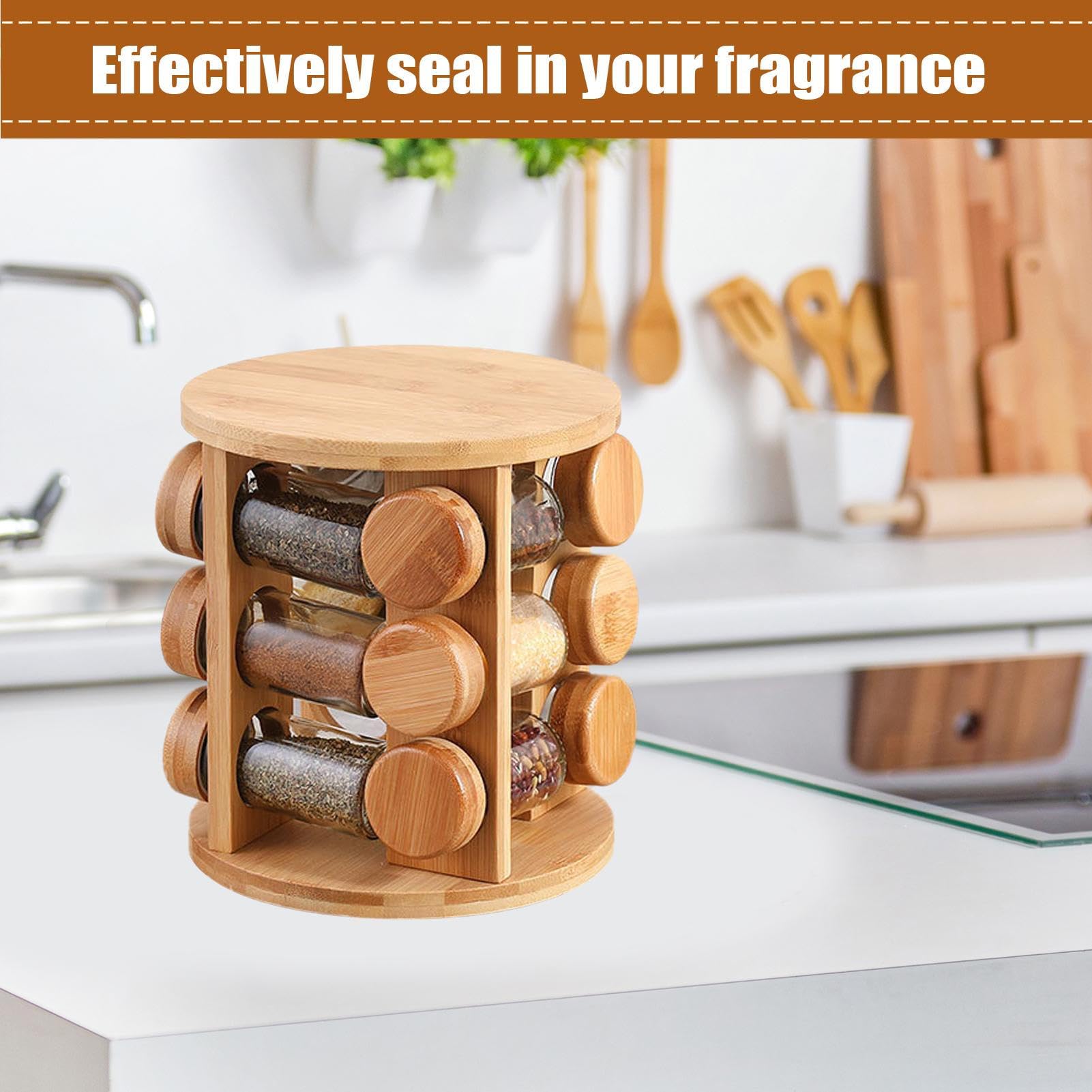 Porta barattoli per condimenti, scaffale rotante per sale, scaffale da cucina con design rotante e multiuso per una conservazione efficiente delle spezie, 15 x 15 x 30 cm