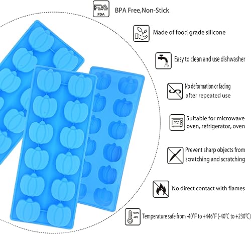 Miniatura 3 de 3 moldes de silicona para calabaza de Acción de Gracias, utilizados para hacer decoración de pasteles de Acción de Gracias, chocolate de calabaza