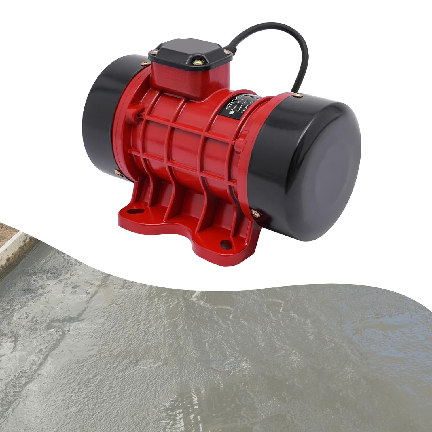 110V Concrete Vibrator Vibration Motor, 250W Vibrating Electric 3500 RPM Vibrators Shaker Table Bright Color Used in Mining, Metallurgy, Coal, Electric Power (Black Red)