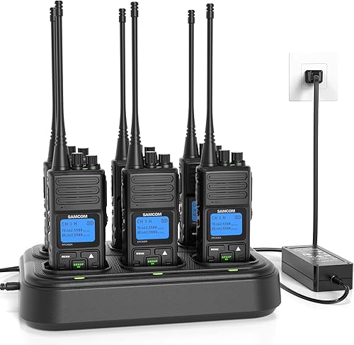 SAMCOM Walkie Talkie de largo alcance 5 vatios de radio bidireccional con cargador múltiple de 6 maneras